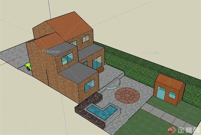 某双层居住楼建筑设计SU模型