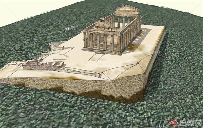 罗马神殿建筑设计su模型[原创]