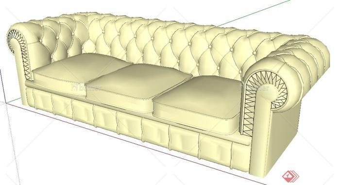 欧式三人沙发设计su模型[原创]