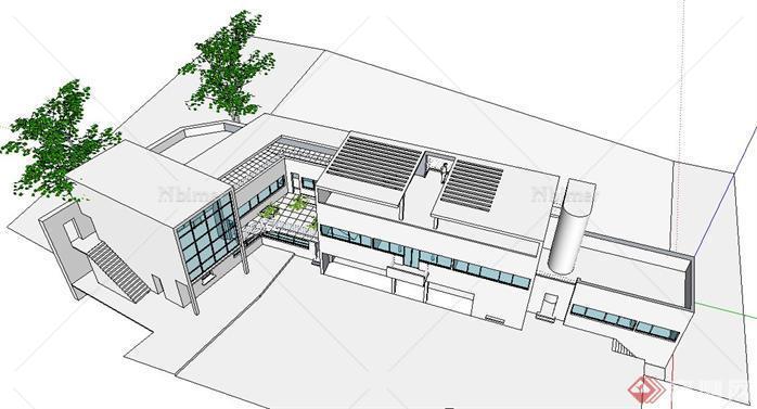 柯布西耶作品——邱奇邸别墅建筑设计su模型