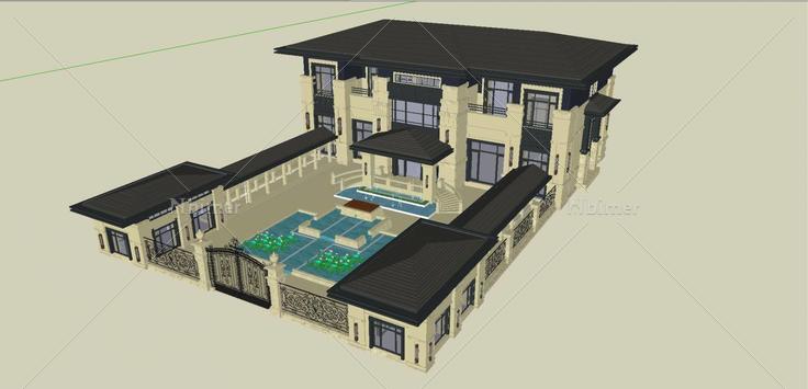 中式 新中式 别墅 会所102402(202891)su模型下载