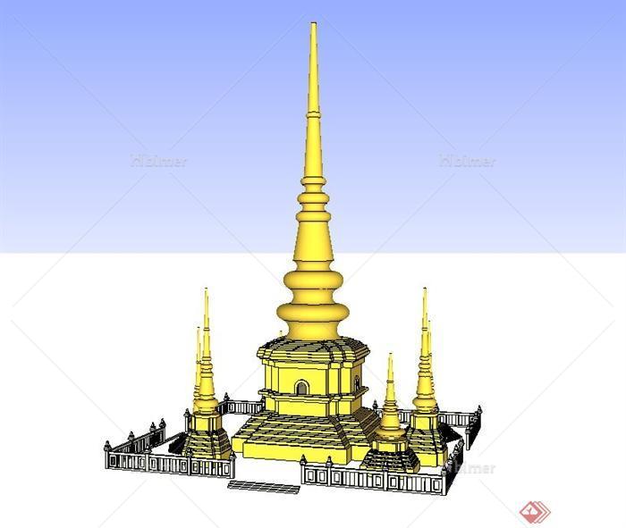 泰国景观塔设计su模型