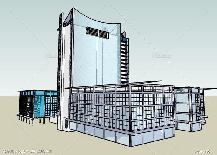 19会所高层住宅 su模型 3d