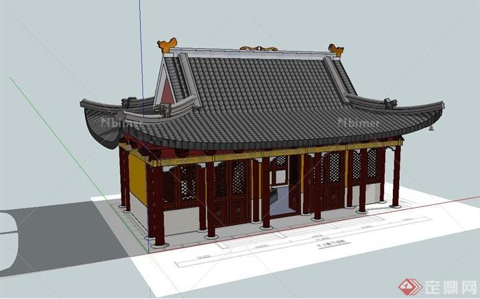 某古建天王殿建筑设计SU模型