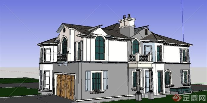 美式别墅建筑设计方案图（含高清效果图 CAD建筑