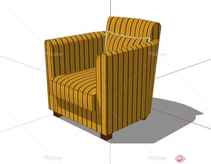 现代室内空间单人沙发设计SU模型[原创]