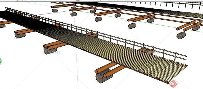两款现代木桥设计su模型[原创]