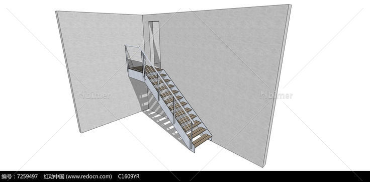 室内现代楼梯SU模型