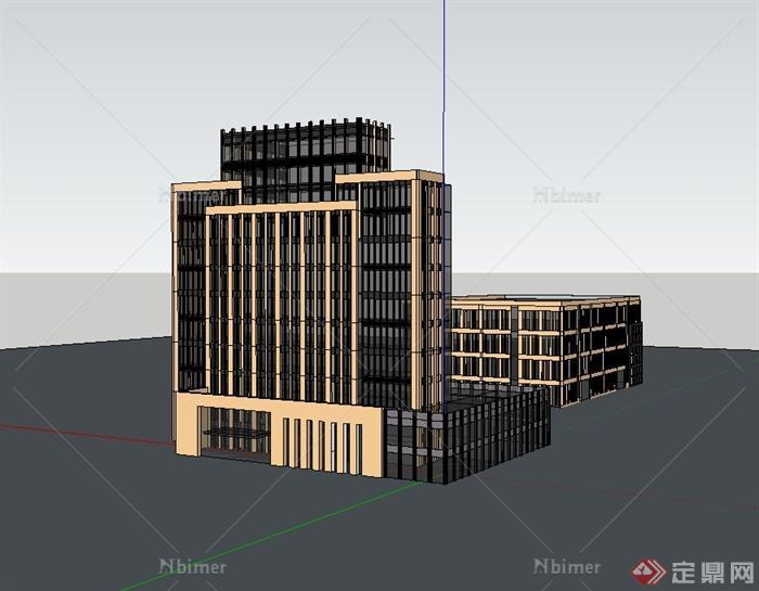 新古典风格详细多层办公楼建筑设计su模型[原创]