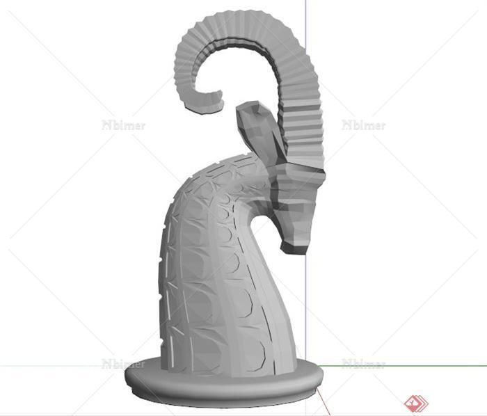 羚羊头雕塑SU模型