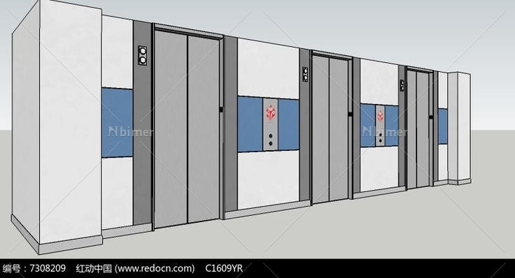 楼层电梯门SU模型