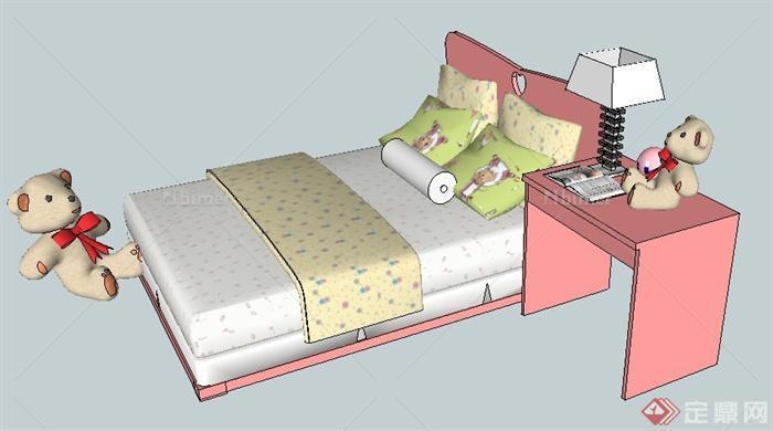 现代简约儿童床设计su模型