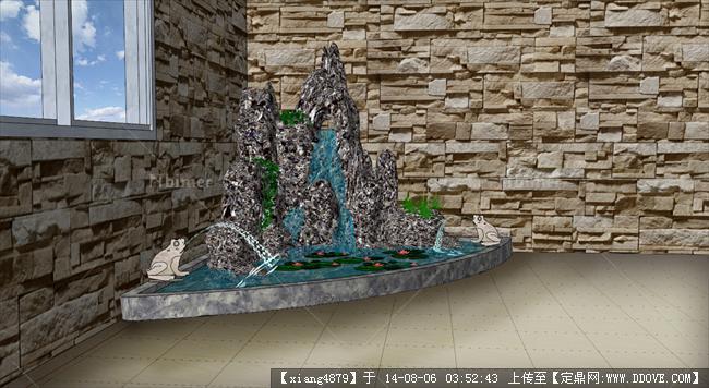 阳台花园太湖石假山景观设计su模型