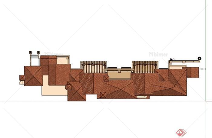 某大型欧式别墅建筑设计SU模型素材