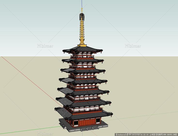 宝塔，中式，日式，标志性建筑，精品sketchup模