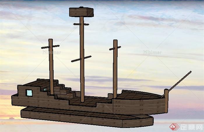 一艘木船su模型