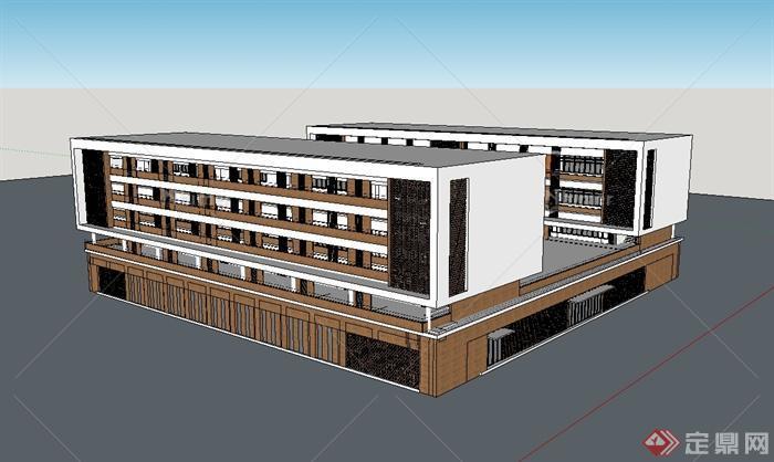 某现代风格独特详细的学校教育建筑设计su模型[原