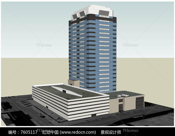 高层办公楼建筑草图大师SU模型