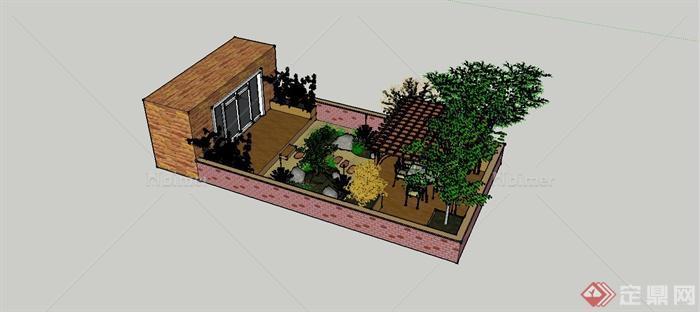 某现代风格住宅庭院景观规划设计SU模型[原创]