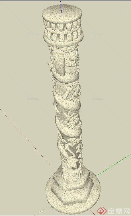 园林景观节点华表盘龙柱设计SU模型[原创]