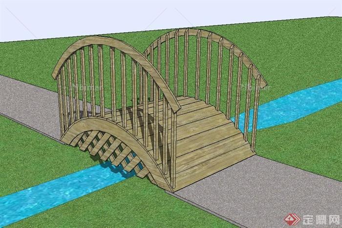 某现代溪流景观桥设计su模型[原创]