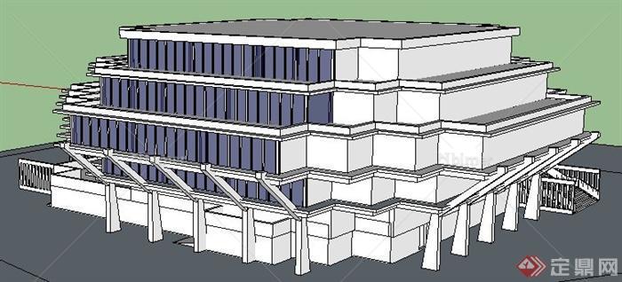 图书馆建筑设计（su模型、CAD、展板）[原创]