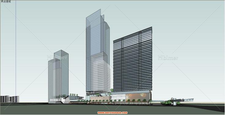 综合体城市设计-立面造型-贴图模型
