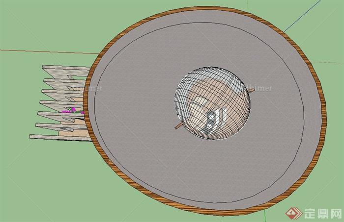 现代某公园圆形公共厕所建筑设计SU模型