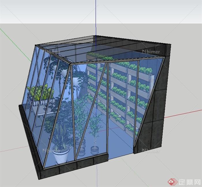 某平行四边形植物房建筑设计SU模型