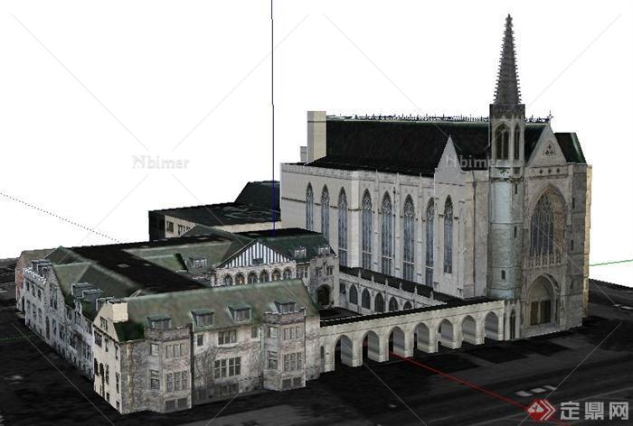 英式大教堂建筑设计SU模型