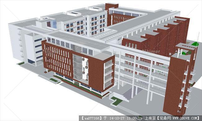 一个大学教学楼建筑方案SU精致设计模型
