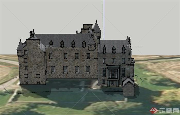 某欧式古城堡遗址建筑设计SU模型