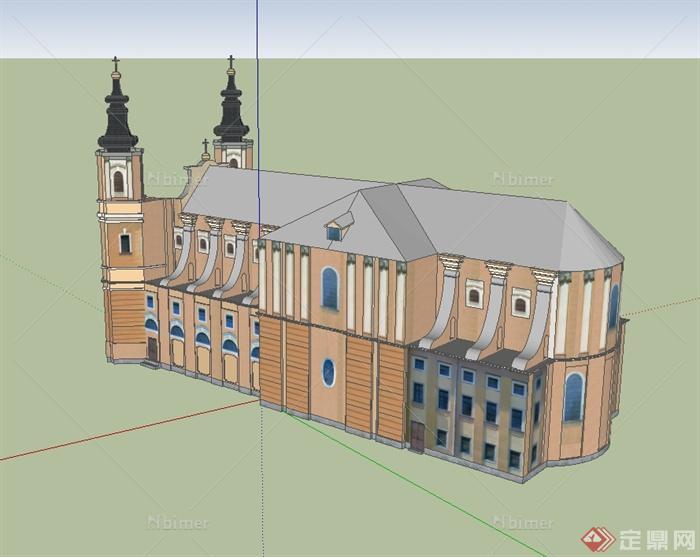 某英式风格文化教堂设计su模型[原创]