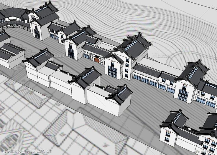 客家整体商业街24M仿古 su模型 3d