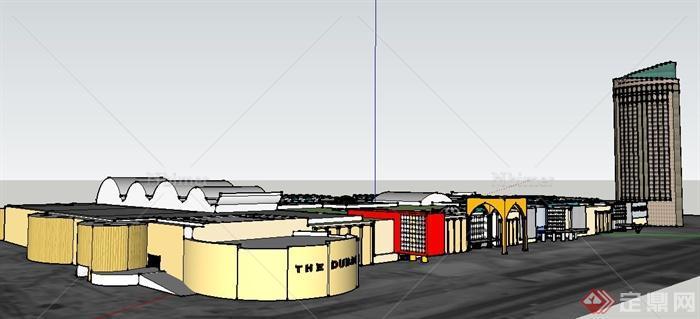 现代城市商业中心建筑设计su模型