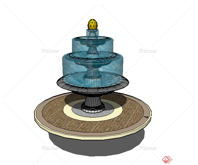 某欧式园林景观水景喷泉SU模型素材