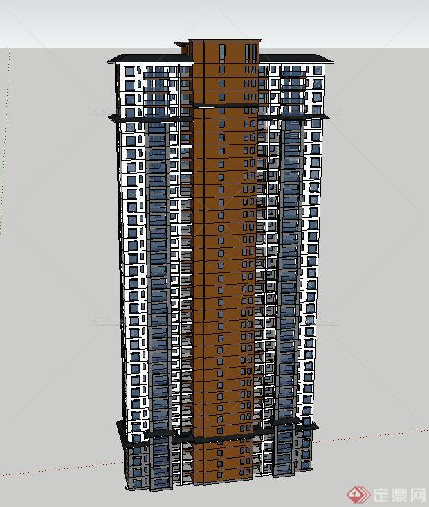 现代风格高层住宅建筑su模型[原创]