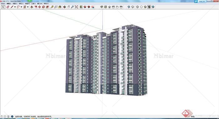 某现代风格多层住宅建筑设计方案SU模型9
