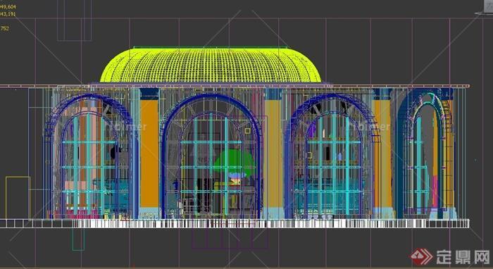 某酒店圆形餐厅装修设计3DMAX模型