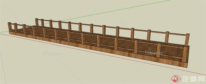 简约中式木制平桥su模型