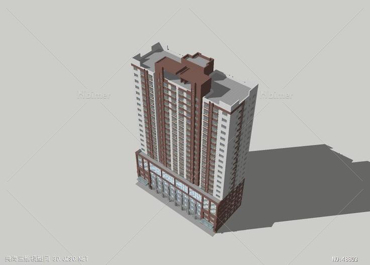 6层底商16层住宅精细模型高层住宅 su模型 3d