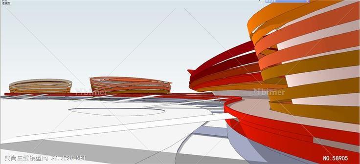 特色彩带体育场方案模型su模型