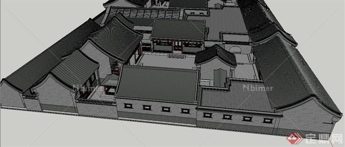 北方四合院建筑设计su模型[原创]