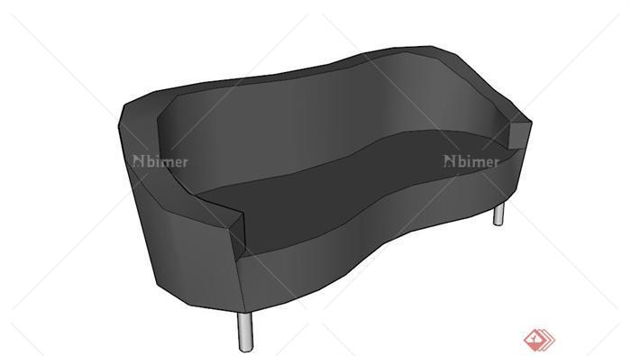现代简约黑色沙发设计SU模型