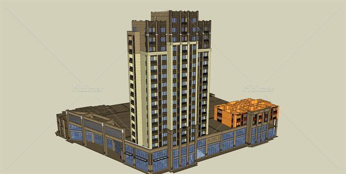 某高层商场项目建筑方案设计SU模型[原创]