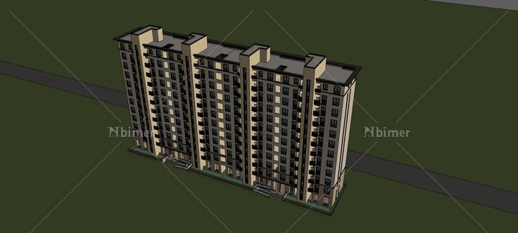 简欧风格小高层住宅楼(76485)su模型下载