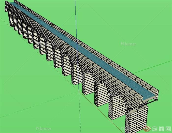 某砖砌高架水渠设计SU模型