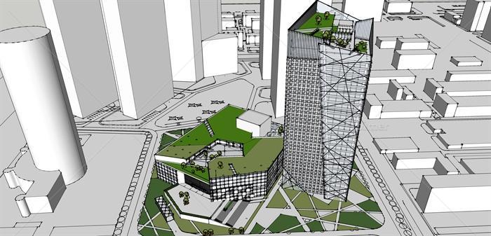 某城市综合建筑楼设计SU模型素材