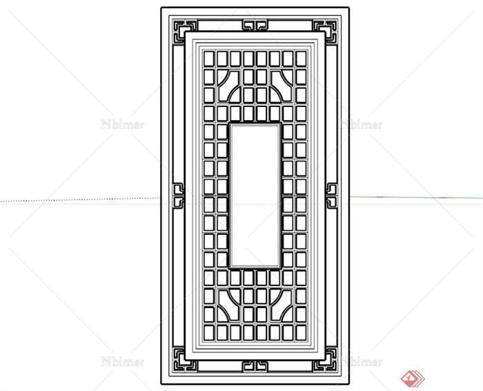 中式乡村防盗门SU模型[原创]