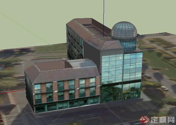 某现代风格办公楼建筑设计su模型参考